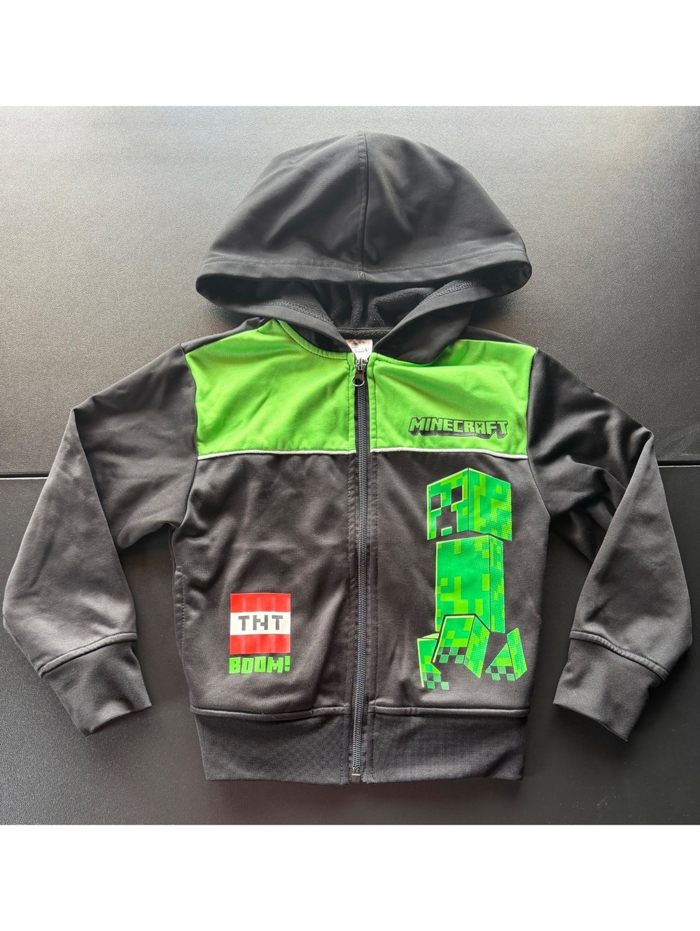 Minecraft Boys Size 4 Creeper Full Zip Hoodie Black Green Having a Blast